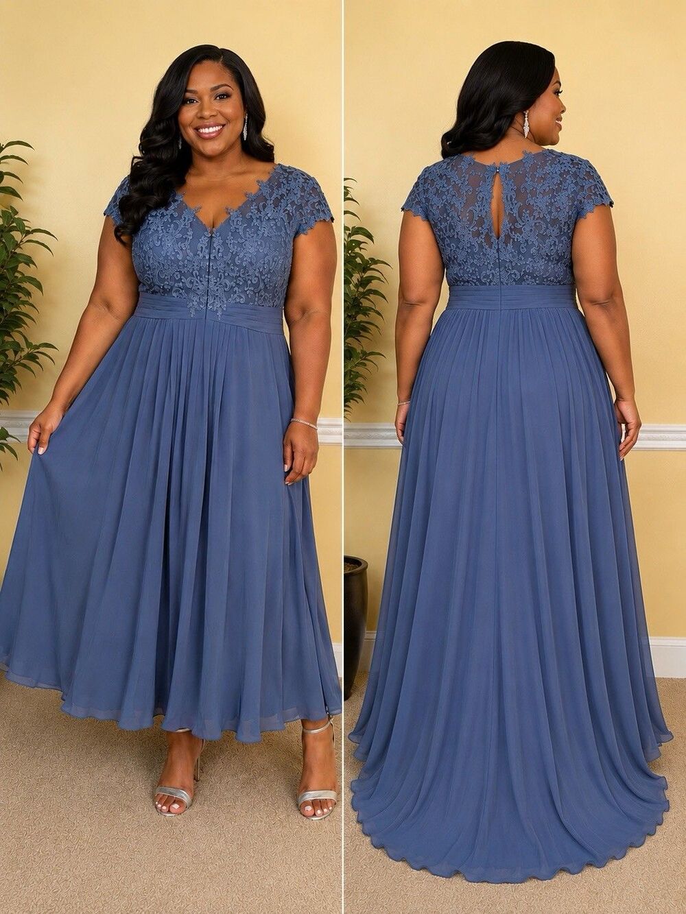 JJ's House Slate Blue Bridesmaids or Mother of the Bride Dress Gown Size 14
